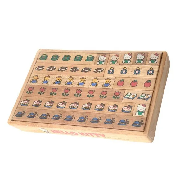 NEW! Rare Vintage Sanrio HELLO KITTY Wooden Counting Blocks  NEW! Rare Vintage Sanrio HELLO KITTY Wooden Counting Blocks & Tray in Box HTF main image 0